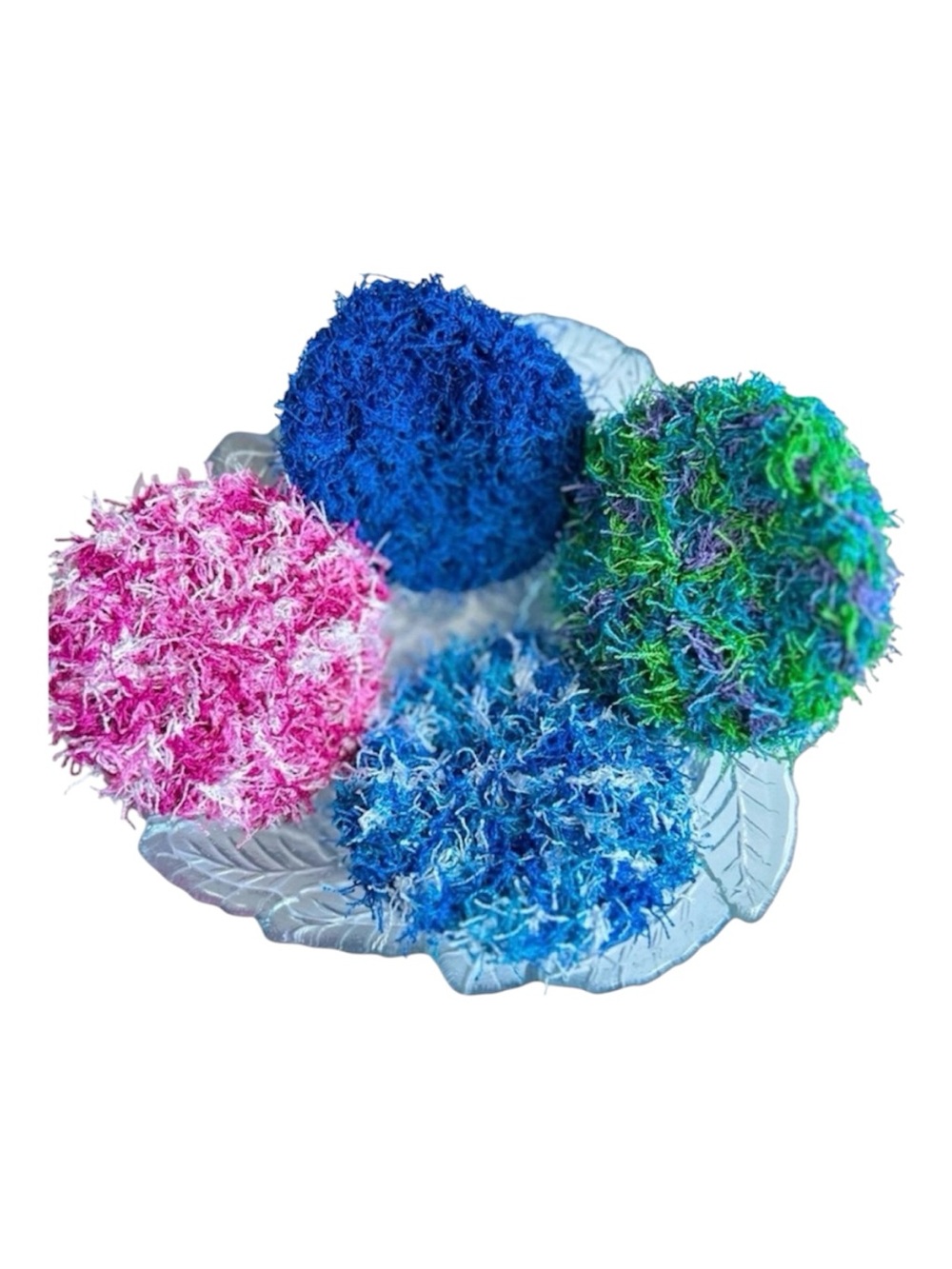 Hand Crafted Spa Exfoliating Four All Purpose Scrubbing Pads Crochet Polyester